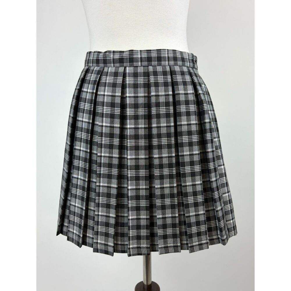 Cali 1850 Pleated Plaid Skirt M Black Preppy Academia Schoolgirl Mini Y2K Fall